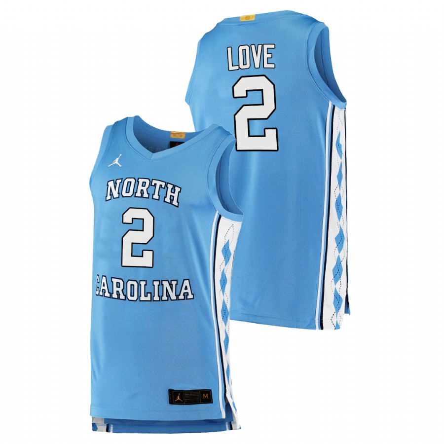men north carolina tar heels caleb love 2020 21 college basketball authentic blue jersey