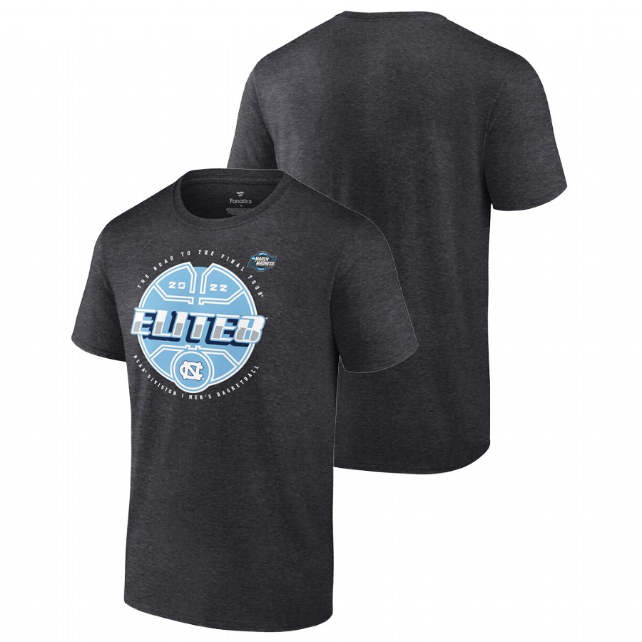 men north carolina tar heels charcoal 2022 ncaa march madness elite eight basketball tournament t shirt