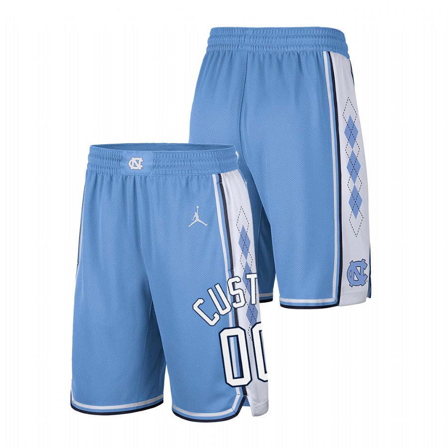 men north carolina tar heels custom college basketball blue shorts