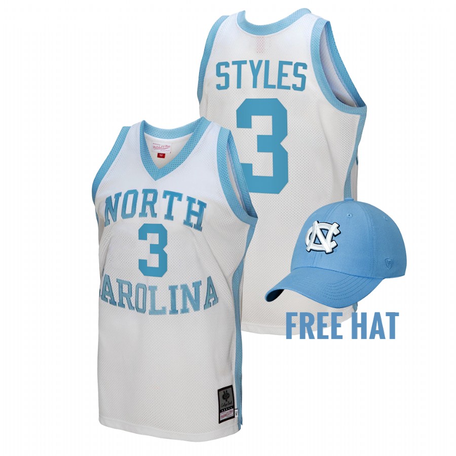 men north carolina tar heels dontrez styles 2022 basketball hardwood classics white jersey
