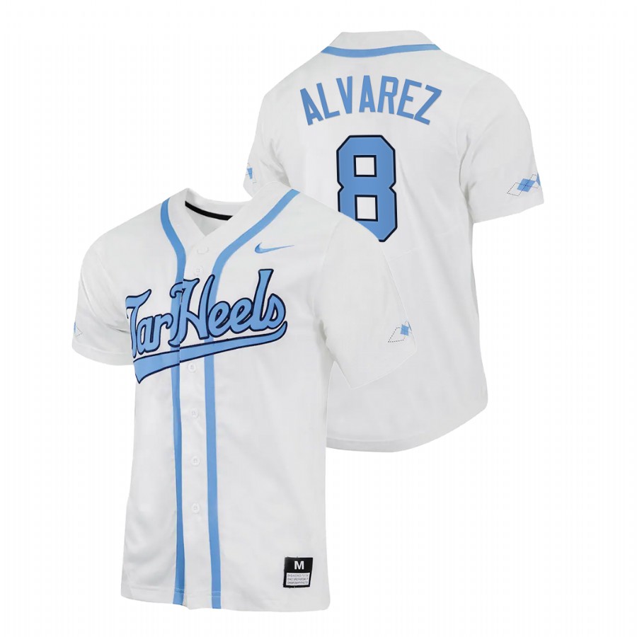 men north carolina tar heels patrick alvarez white 2022college baseball replica jersey