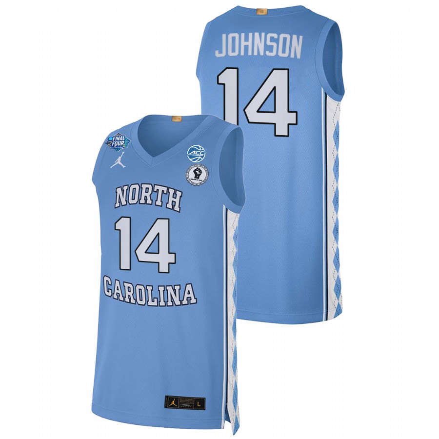 men north carolina tar heels puff johnson basketball 2022 march madness final four blue jersey