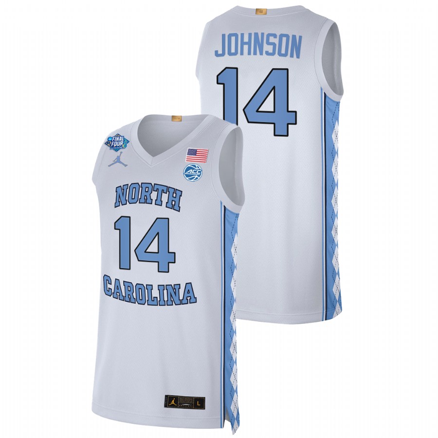 men north carolina tar heels puff johnson basketball 2022 march madness final four white jersey