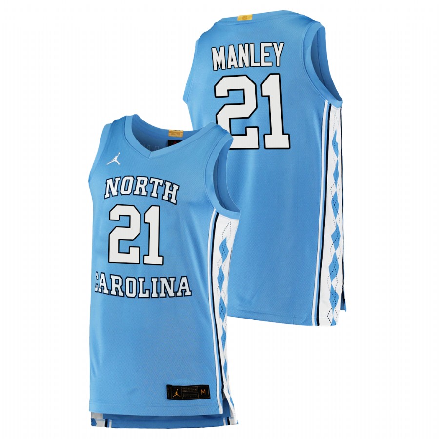 men north carolina tar heels sterling manley 2020 21 college basketball authentic blue jersey