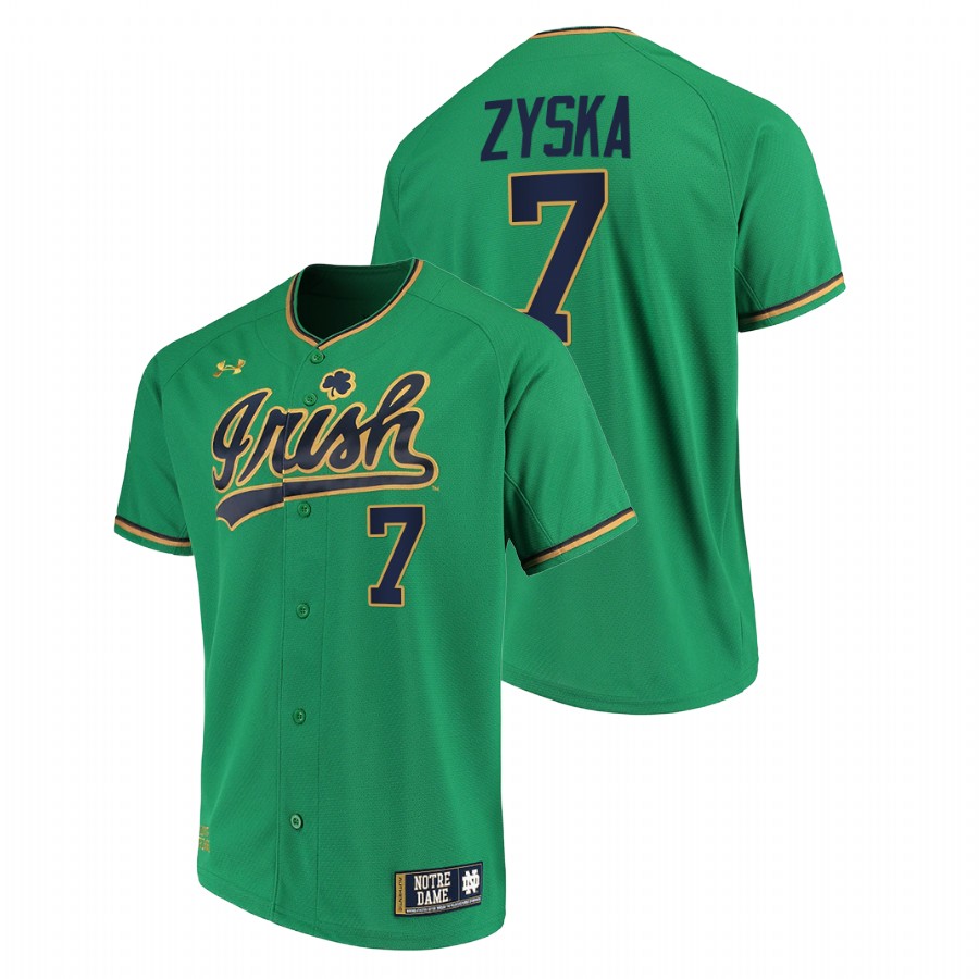 men notre dame fighting irish jack zyska green college baseball replica jersey