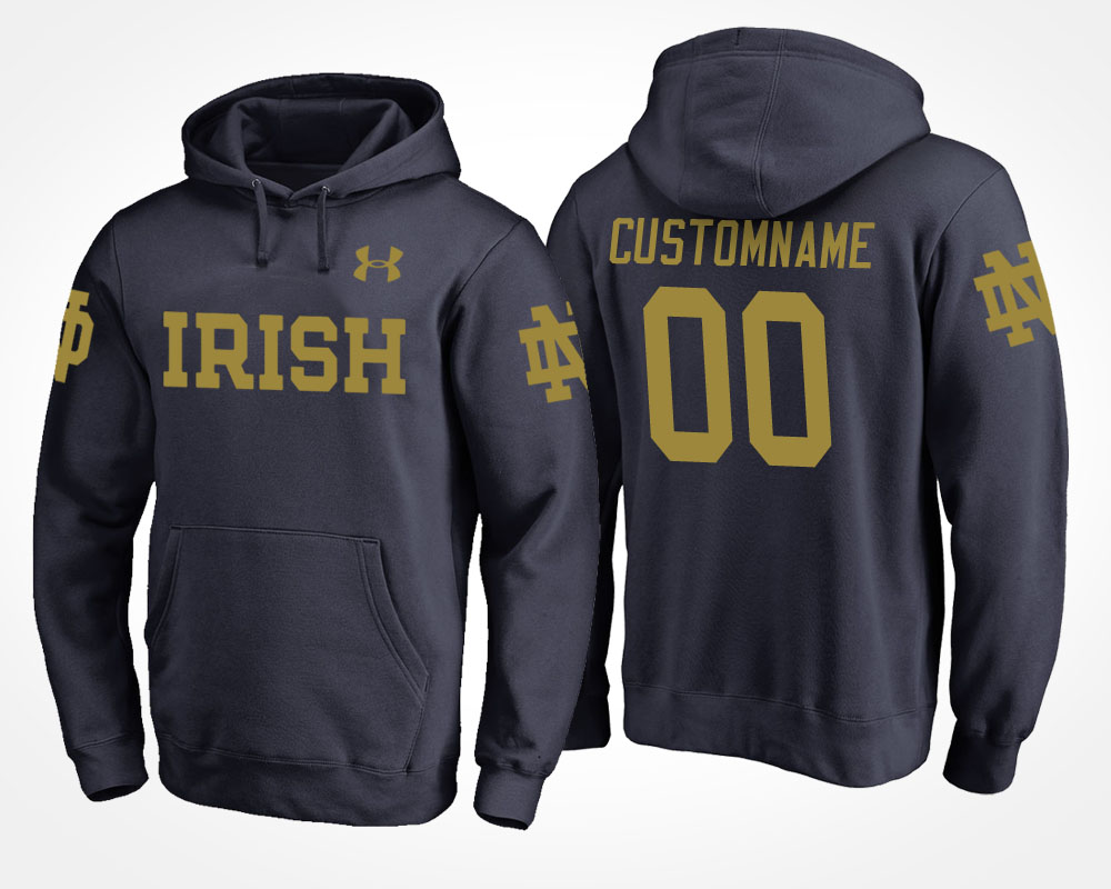 men notre dame fighting irish navy custom name and number hoodie