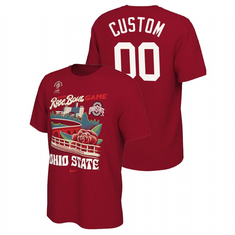 men ohio state buckeyes 2022 rose bowl locker room custom scarlet t shirt