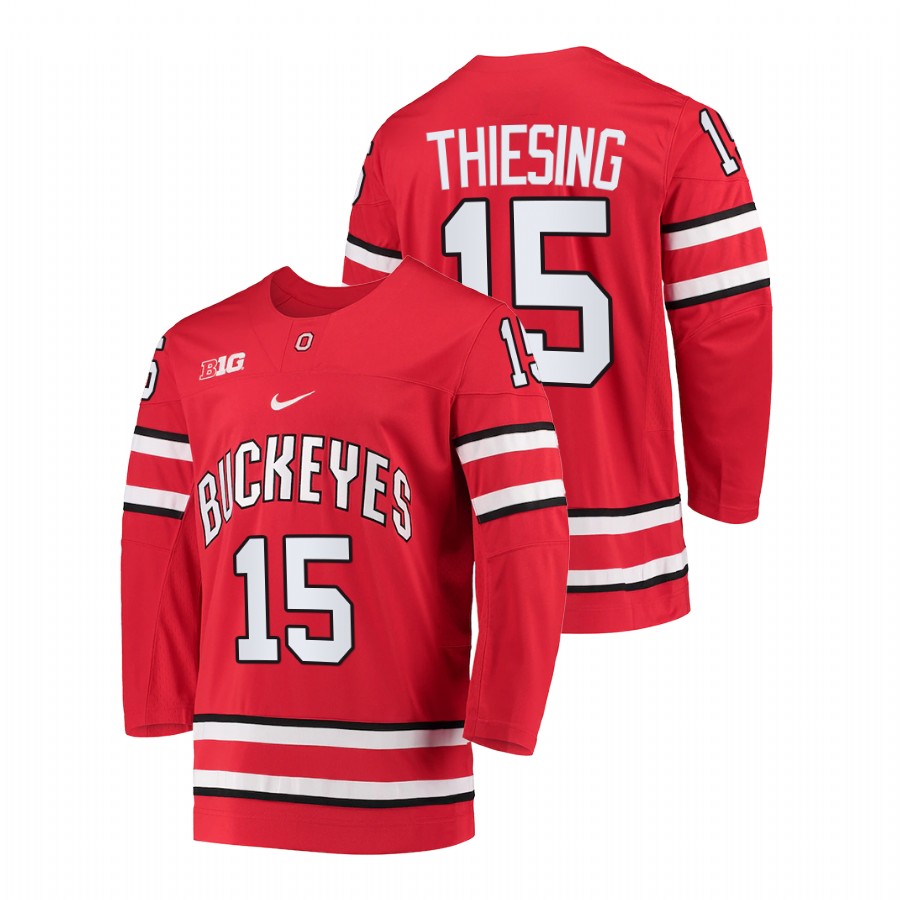 men ohio state buckeyes cam thiesing red college hockey jersey