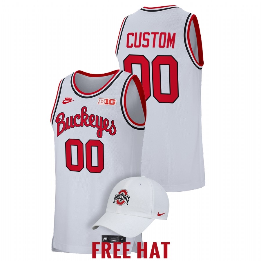 men ohio state buckeyes custom 2021 22 retro college basketball white jersey