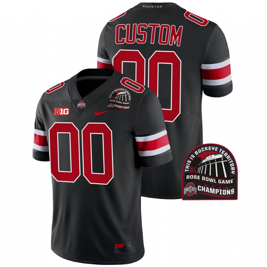 men ohio state buckeyes custom cfp 2022 rose bowl champions black jersey