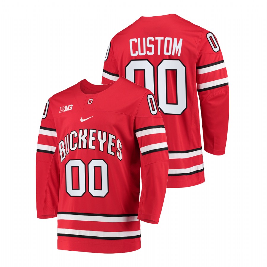 men ohio state buckeyes custom red college hockey jersey
