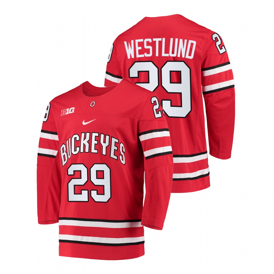 men ohio state buckeyes gustaf westlund red college hockey jersey