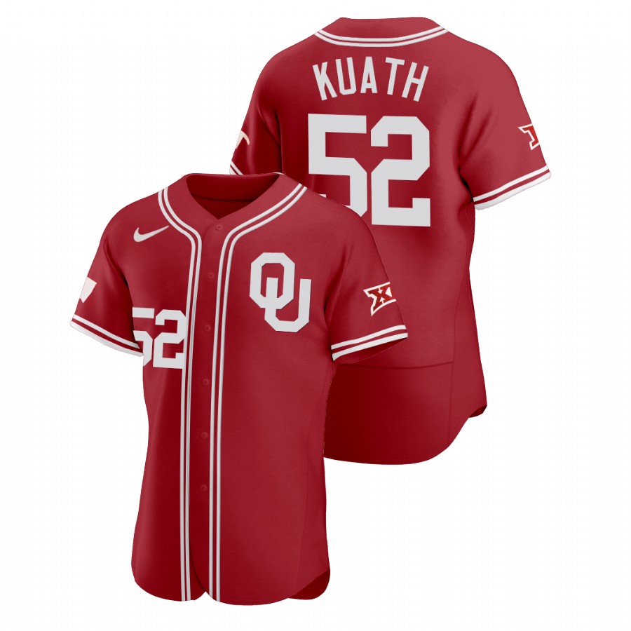 men oklahoma sooners kur kuath red vapor prime college baseball jersey