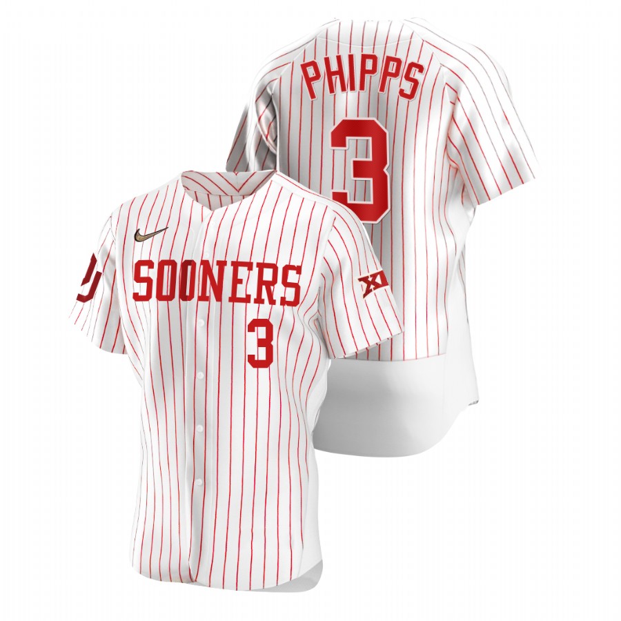 men oklahoma sooners trey phipps white vapor prime college baseball jersey 2