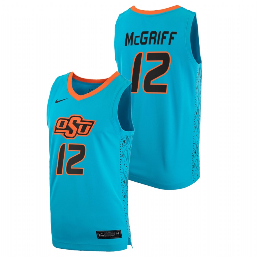men oklahoma state cowboys cameron mcgriff 2020 21 college basketball blue jersey