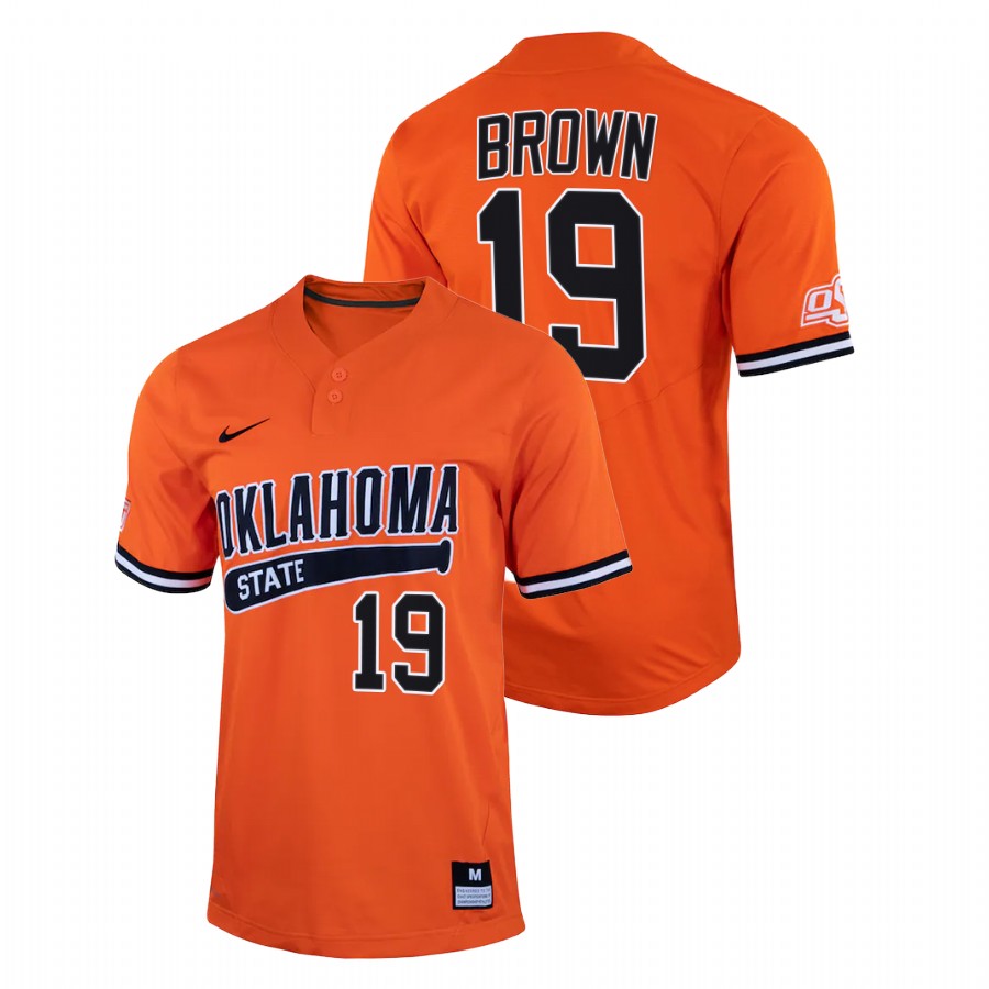men oklahoma state cowboys marcus brown orange 2022college baseball two button jersey