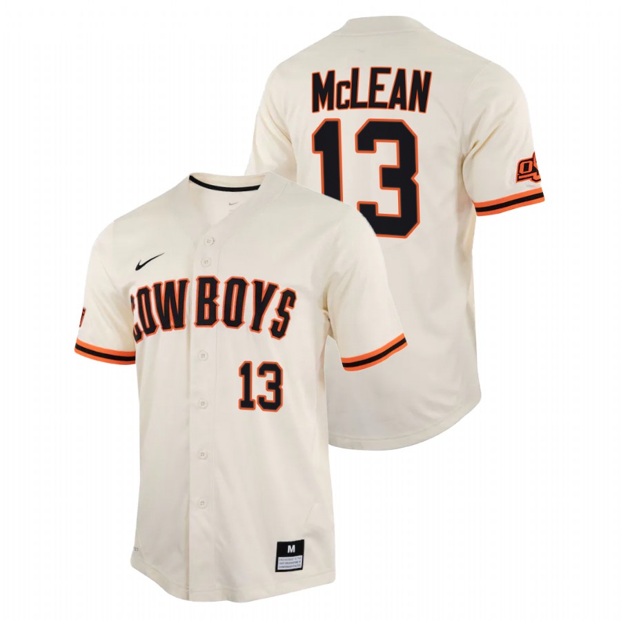 men oklahoma state cowboys nolan mclean cream college baseball replica jersey
