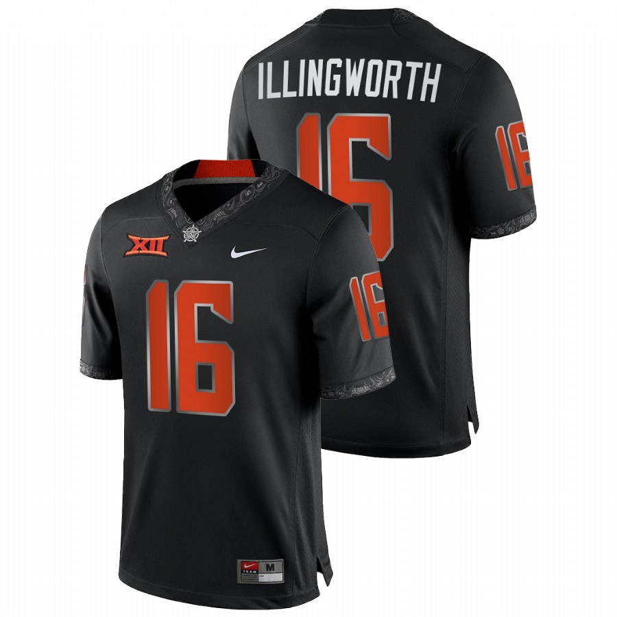 men oklahoma state cowboys shane illingworth 2021 22 game college football black jersey
