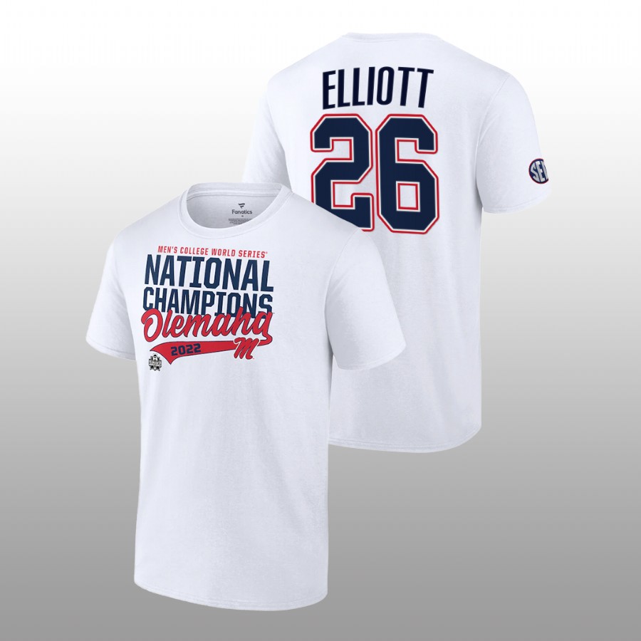 men ole miss rebels 2022 college world series champions ncaa baseball hunter elliott white t shirt