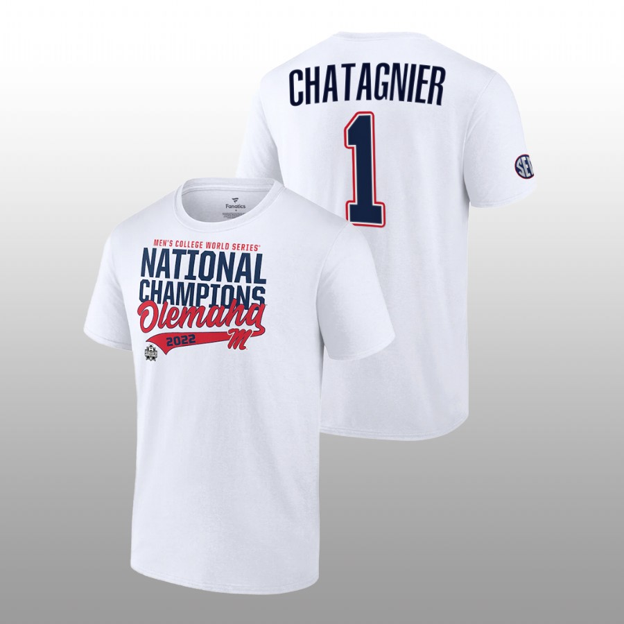 men ole miss rebels 2022 college world series champions ncaa baseball peyton chatagnier white t shirt