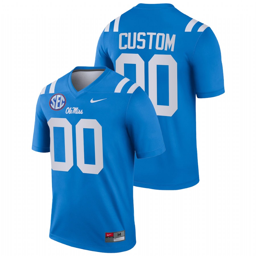 men ole miss rebels custom 2021 22 legend college football blue jersey