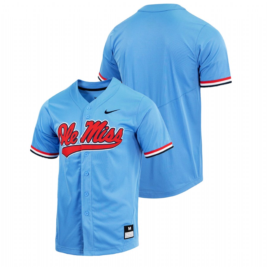 men ole miss rebels custom replica college baseball blue jersey