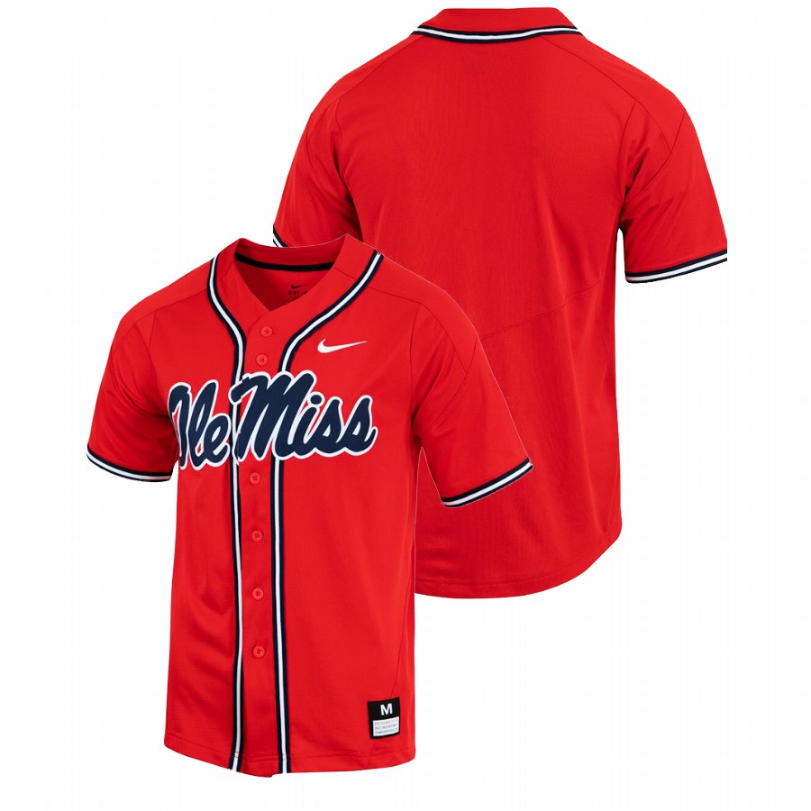 men ole miss rebels custom replica college baseball red jersey