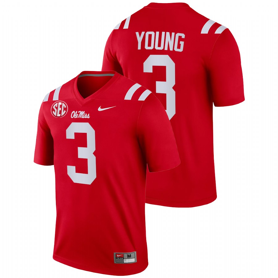 men ole miss rebels isheem young 2022 legend college football cardinal jersey