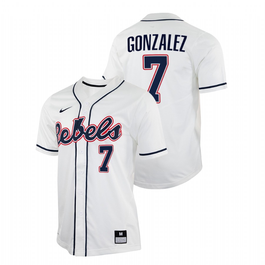 men ole miss rebels jacob gonzalez white college baseball jersey
