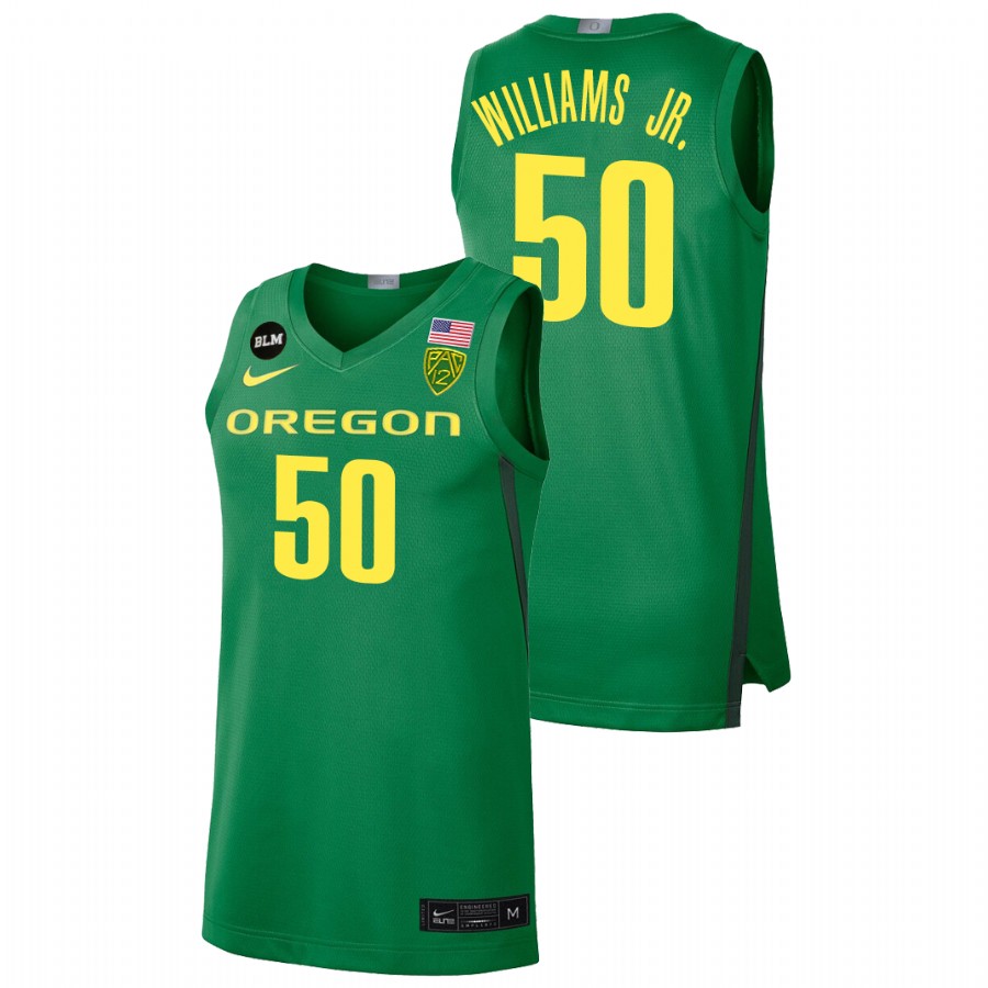 men oregon ducks eric williams jr. 2022 blm limited college basketball green jersey