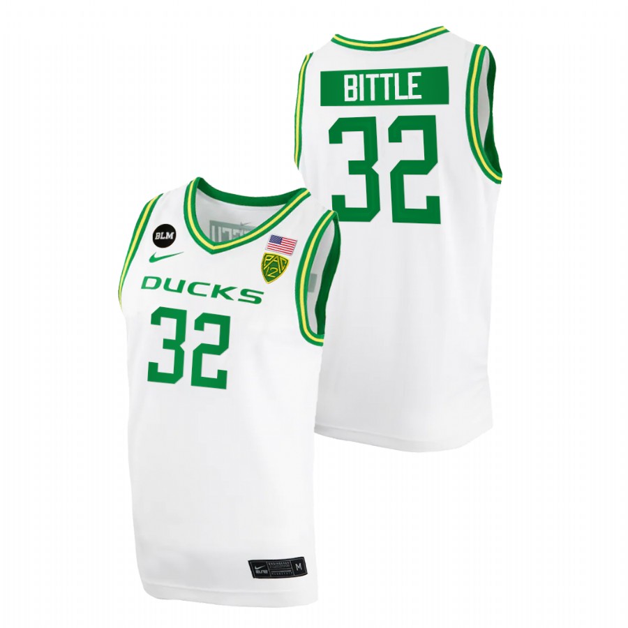 men oregon ducks nathan bittle 2022 blm patch college basketball white jersey