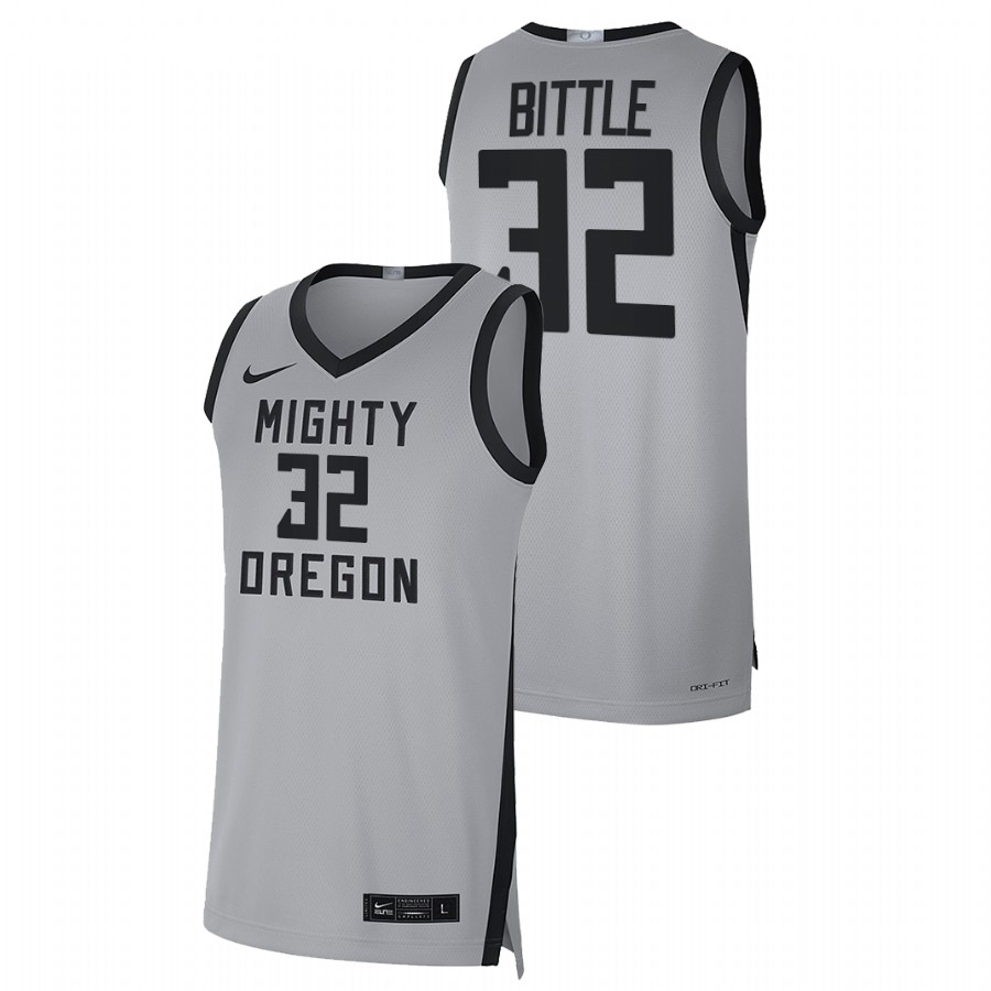 men oregon ducks nathan bittle 2022 mighty limited college basketball grey jersey