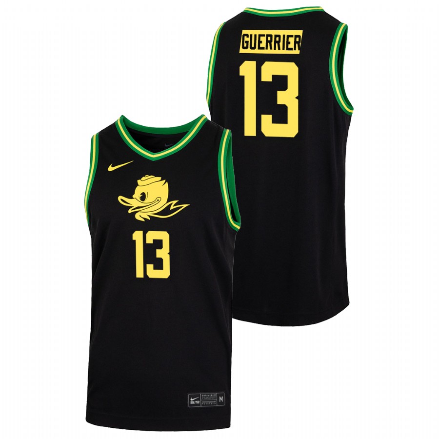 men oregon ducks quincy guerrier 2022 college basketball duck face black jersey