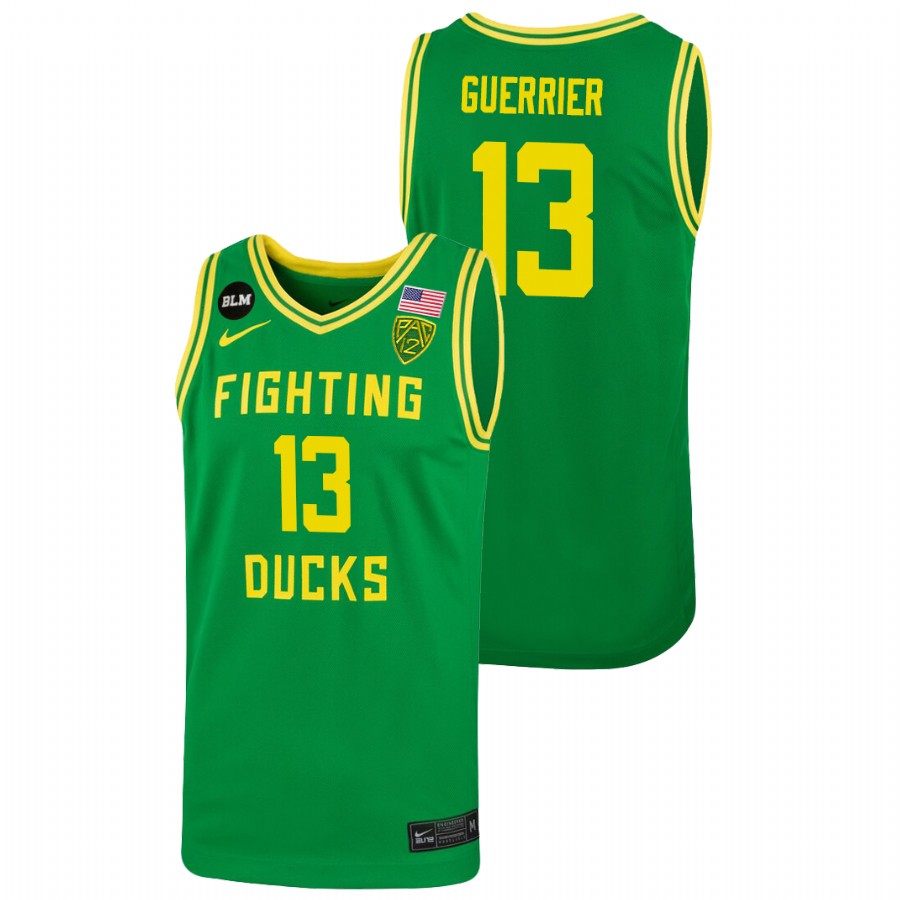 men oregon ducks quincy guerrier 2022 college basketball throwback green jersey