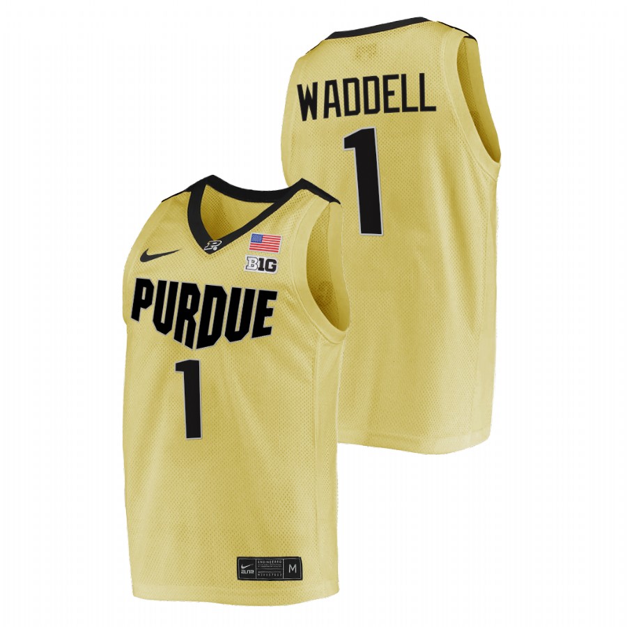 men purdue boilermakers brian waddell 2021 22 top overall seed college basketball gold jersey