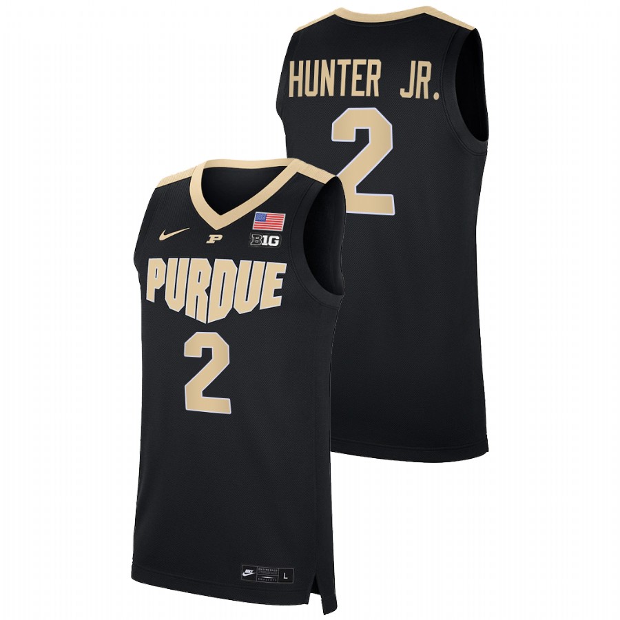 men purdue boilermakers eric hunter jr. 2021 22 replica college basketball black jersey