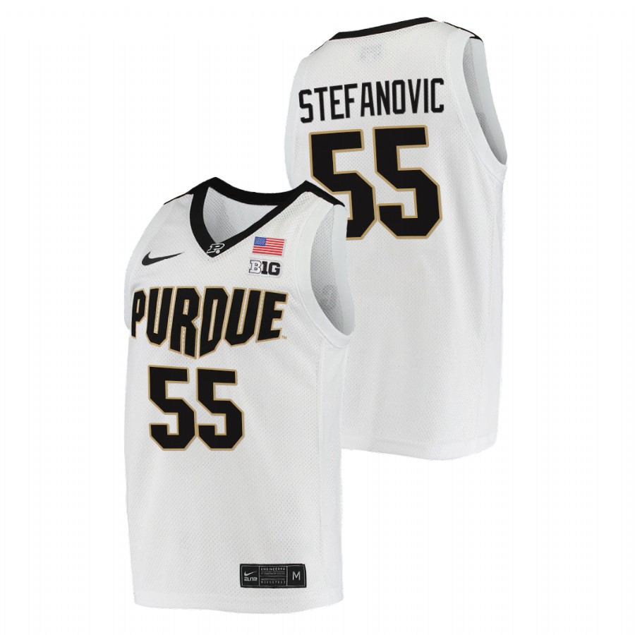 men purdue boilermakers sasha stefanovic 2021 22 replica college basketball white jersey