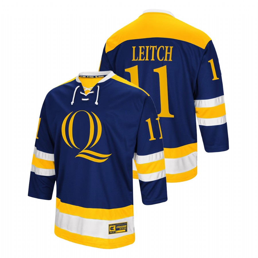 men quinnipiac bobcats bryan leitch navy college hockey alumni jersey