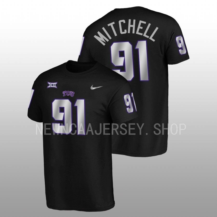 men tcu horned frogs blackout football alternate tymon mitchell black t shirt