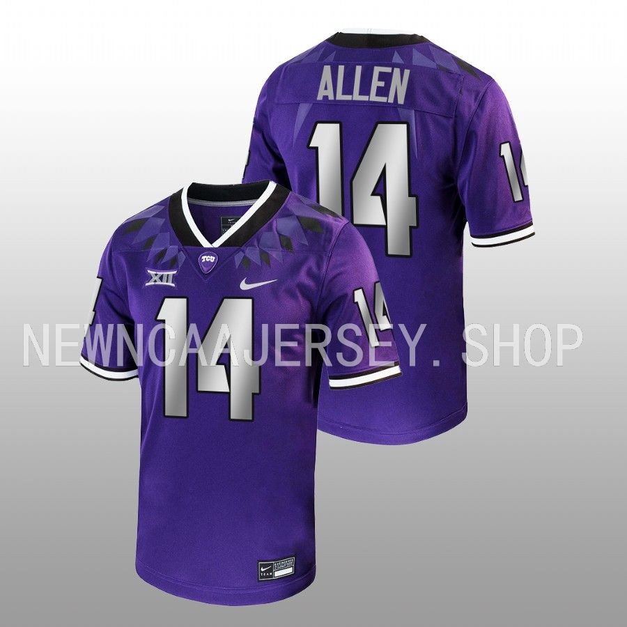 men tcu horned frogs dj allen 2022 23 football untouchable game purple jersey