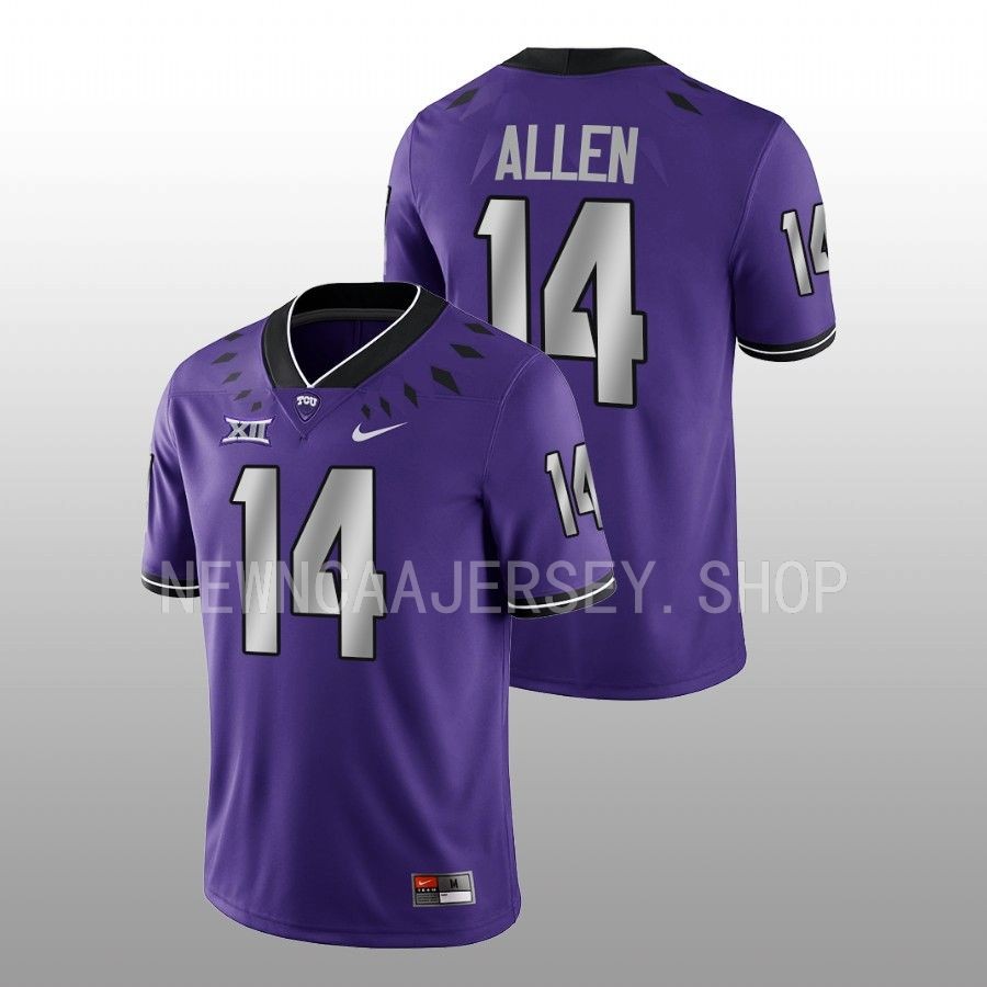 men tcu horned frogs dj allen 2022 game untouchable football purple jersey
