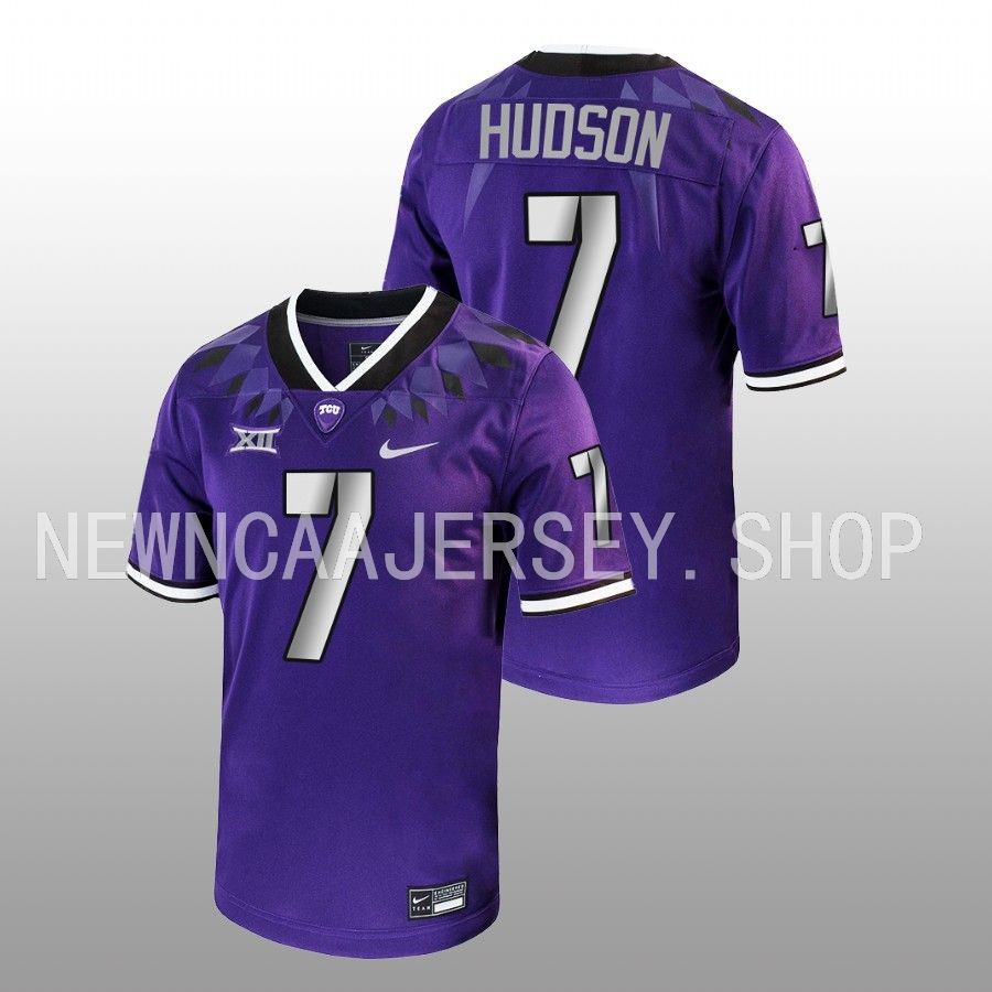 men tcu horned frogs jordan hudson 2022 23 football untouchable game purple jersey