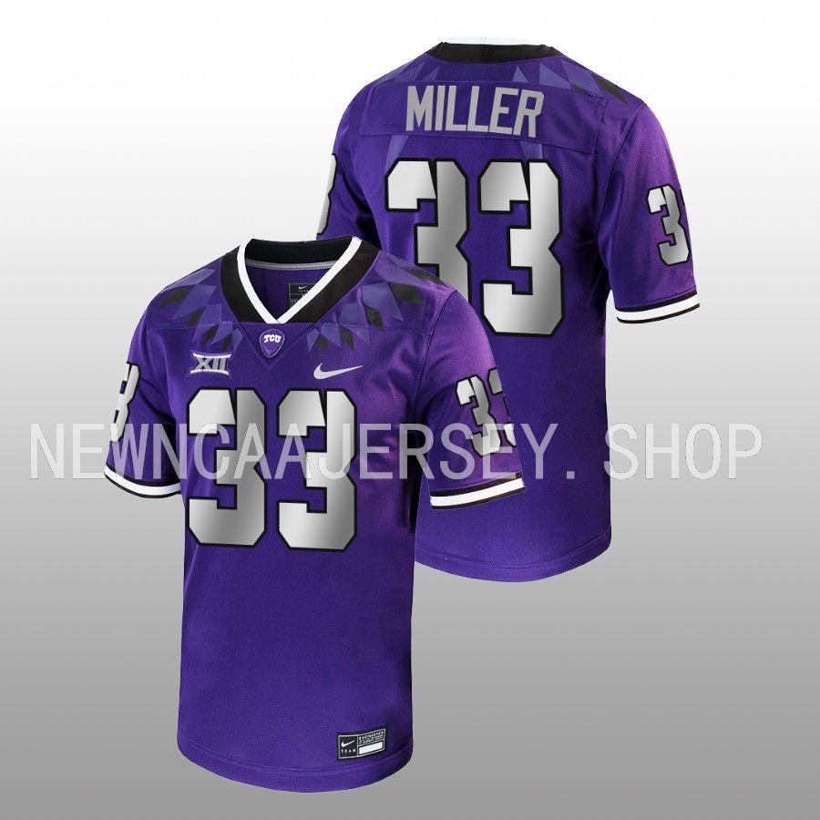 men tcu horned frogs kendre miller 2022 23 football untouchable game purple jersey