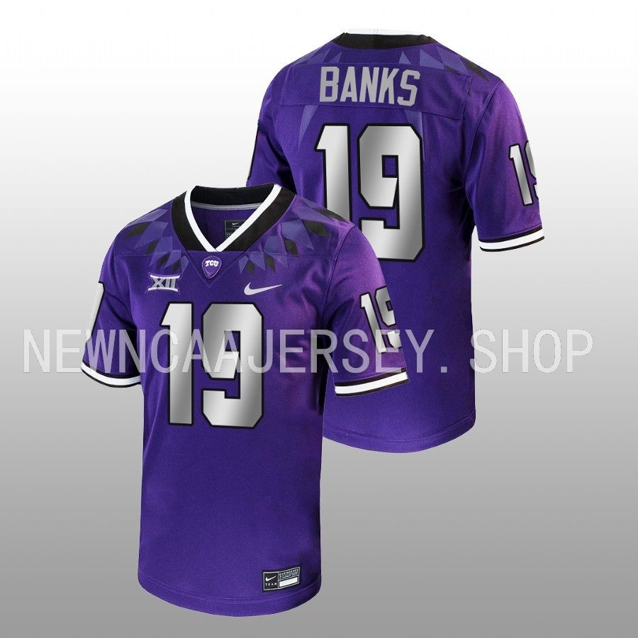 men tcu horned frogs shadrach banks 2022 23 football untouchable game purple jersey