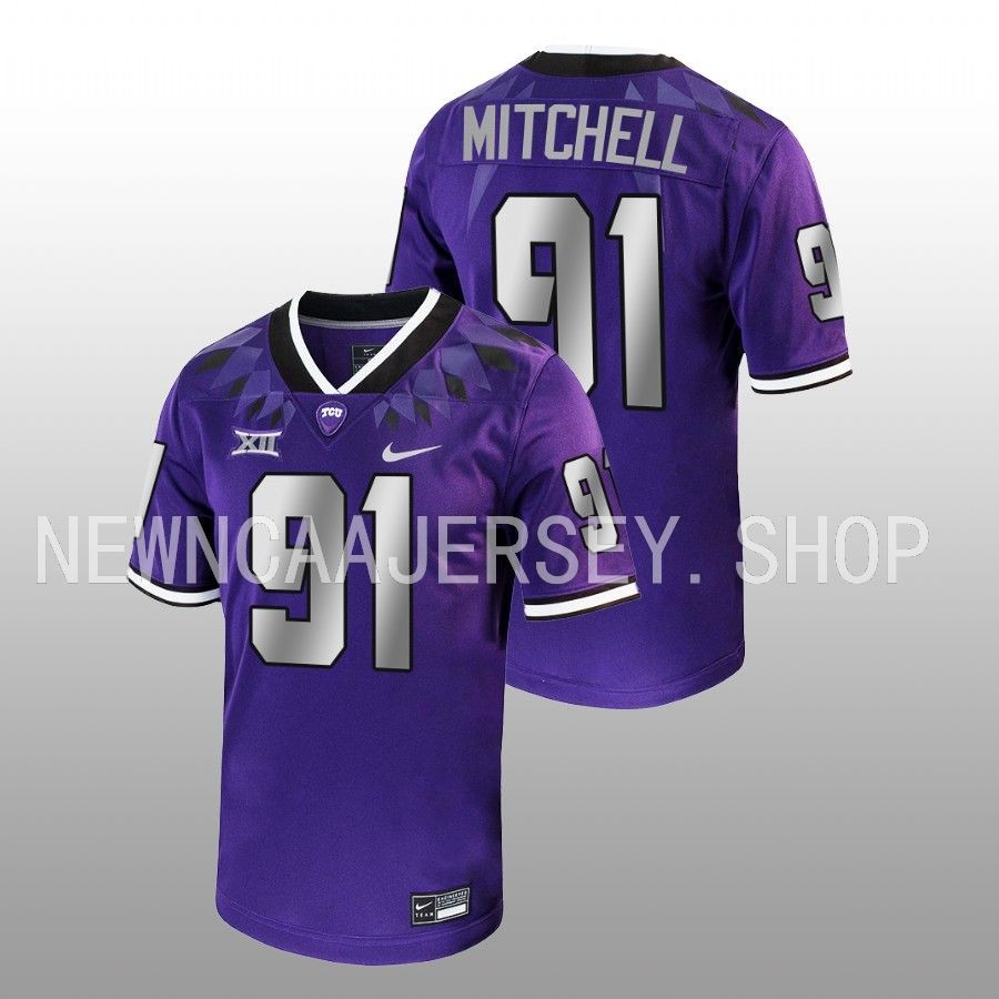 men tcu horned frogs tymon mitchell 2022 23 football untouchable game purple jersey