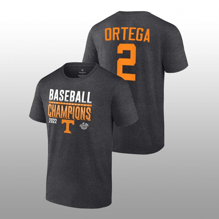 men tennessee volunteers 2022 sec baseball tournament champions locker room jorel ortega charcoal tee