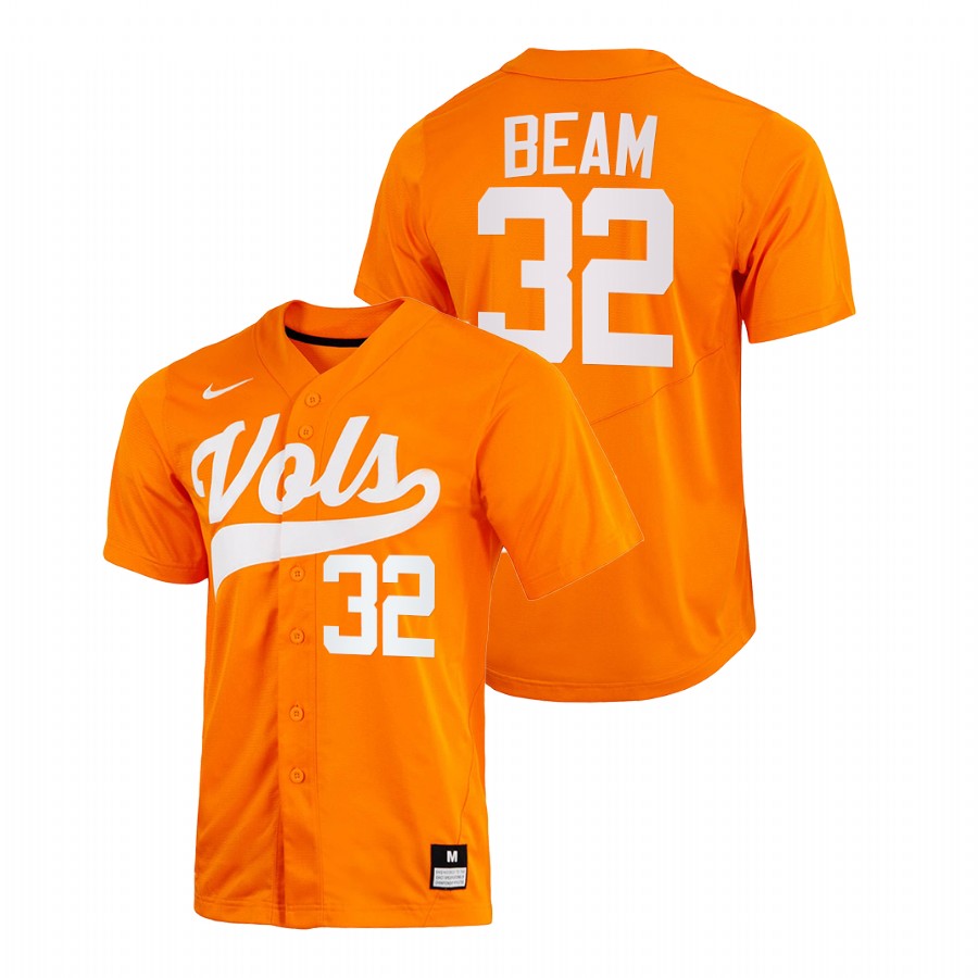 men tennessee volunteers drew beam orange 2022college baseball home jersey