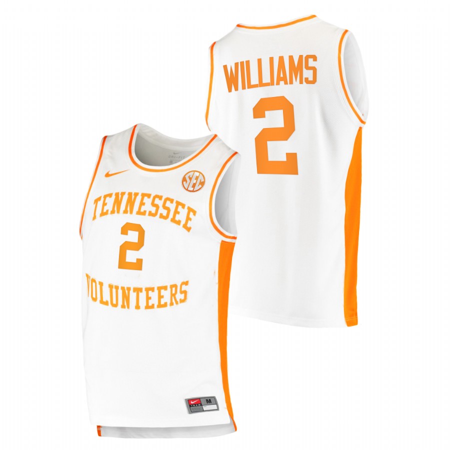 men tennessee volunteers grant williams 2021 college basketball replica white jersey