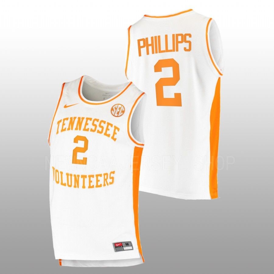 men tennessee volunteers julian phillips 2022 23 replica college basketball white jersey