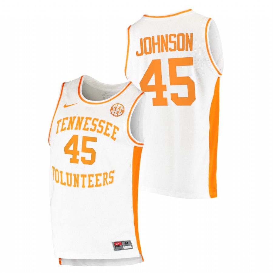 men tennessee volunteers keon johnson 2021 college basketball replica white jersey